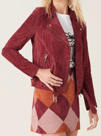 TIGERLILY Beautiful Burgundy Genuine Suede Biker